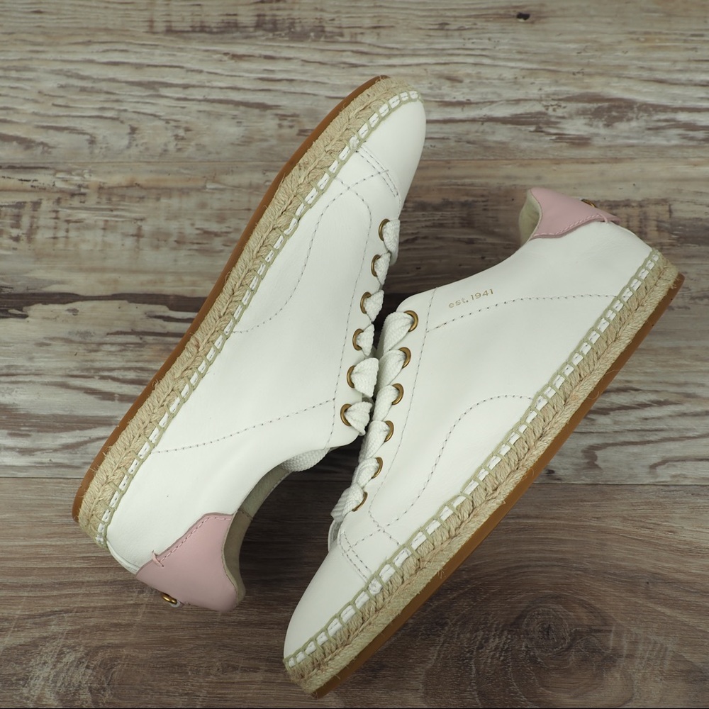 Coach C101 white leather espadrille sneaker 7.5 - Picture 3 of 8